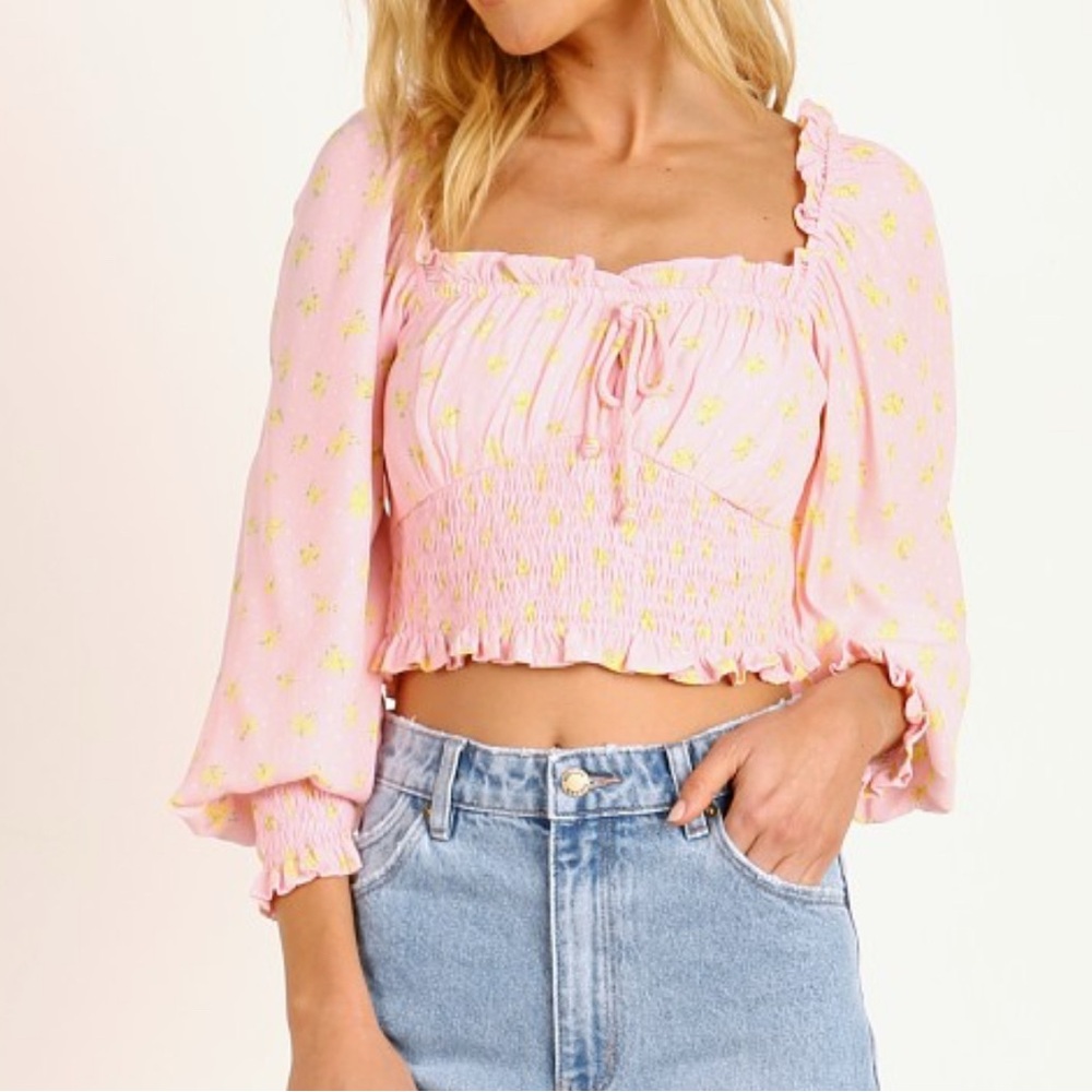 Faithfull the Brand Ella Pink and Yellow Luda Floral Print Blouse